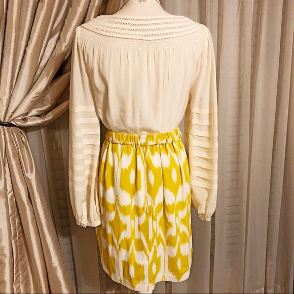 EUC Ann Taylor LOFT Yellow White Ikat Skirt - Picture 5 of 6
